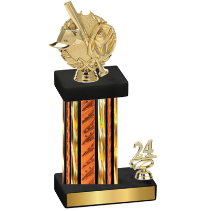 Accented Single Orange Glacier Year Baseball Trophy