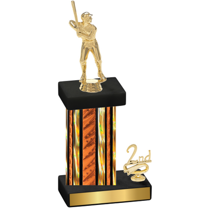 Accented Single Orange Glacier Second Place Baseball Trophy