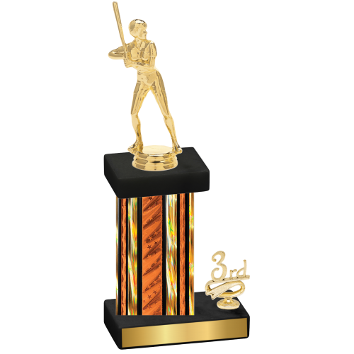 Accented Single Orange Glacier Third Place Softball Trophy