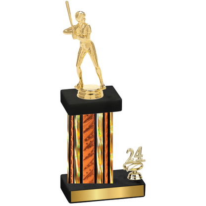 Accented Single Orange Glacier Year Softball Trophy