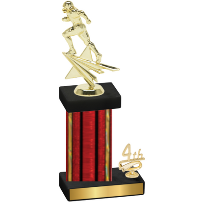 Accented Single Red Glacier Fourth Place Football Trophy