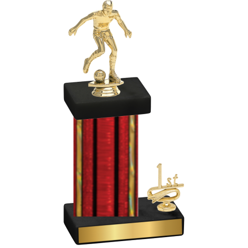 Accented Single Red Glacier First Place Soccer Trophy