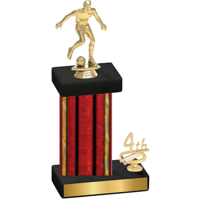 Accented Single Red Glacier Fourth Place Soccer Trophy