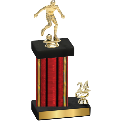 Accented Single Red Glacier Year Soccer Trophy