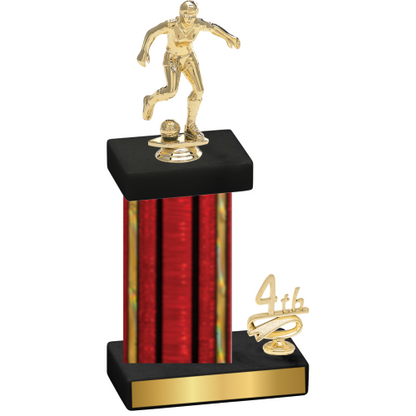 Accented Single Red Glacier Fourth Place Soccer Trophy