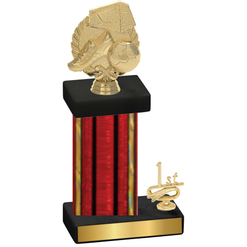 Accented Single Red Glacier First Place Soccer Trophy