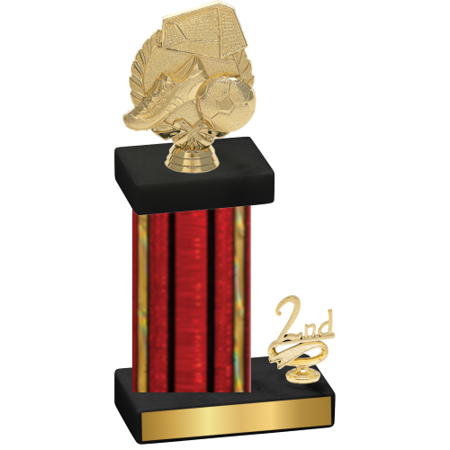 Accented Single Red Glacier Second Place Soccer Trophy