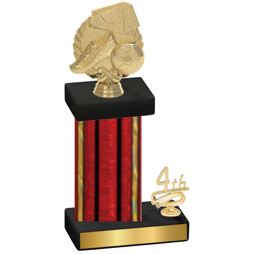 Accented Single Red Glacier Fourth Place Soccer Trophy