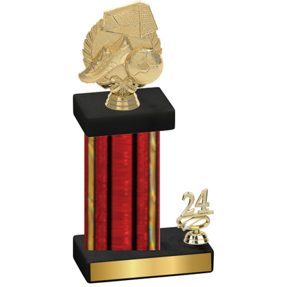 Accented Single Red Glacier Year Soccer Trophy