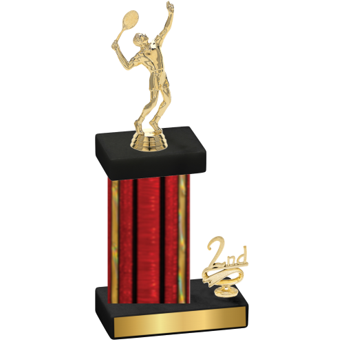 Accented Single Red Glacier Second Place Tennis Trophy