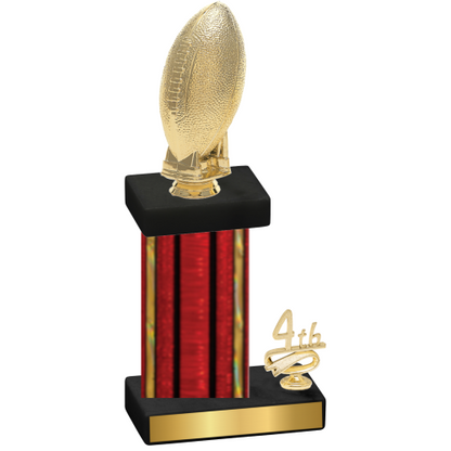 Accented Single Red Glacier Fourth Place Football Trophy
