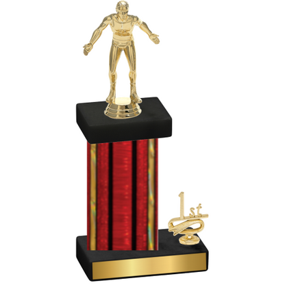 Accented Single Red Glacier First Place Wrestling Trophy