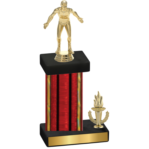 Accented Single Red Glacier Victory Wrestling Trophy