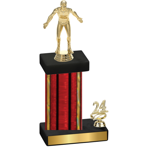 Accented Single Red Glacier Year Wrestling Trophy