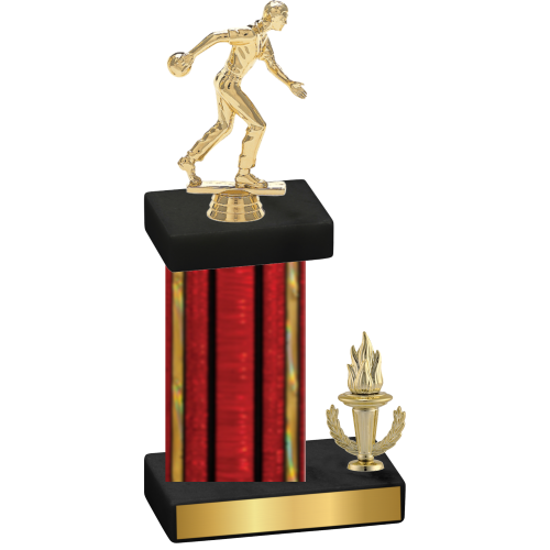 Accented Single Red Glacier Victory Bowling Trophy