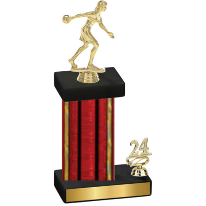Accented Single Red Glacier Year Bowling Trophy