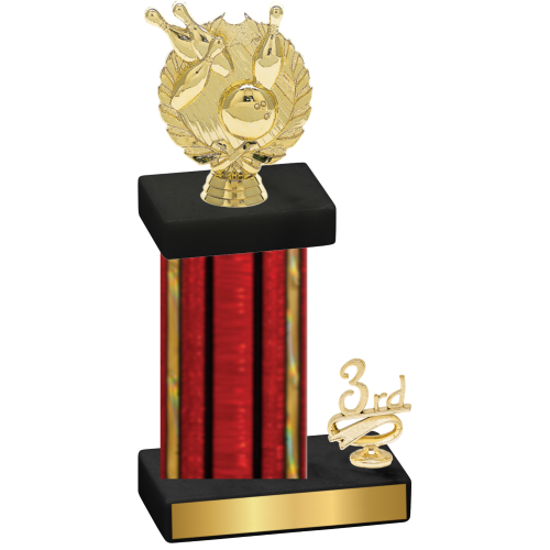 Accented Single Red Glacier Third Place Bowling Trophy