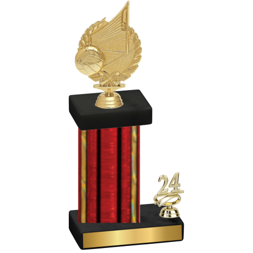 Accented Single Red Glacier Year Volleyball Trophy