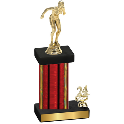 Accented Single Red Glacier Year Tennis Trophy