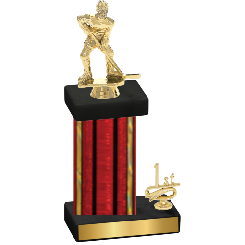 Accented Single Red Glacier First Place Hockey Trophy