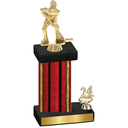 Accented Single Red Glacier Year Hockey Trophy