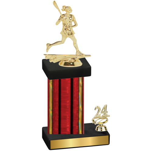 Accented Single Red Glacier Year Lacrosse Trophy