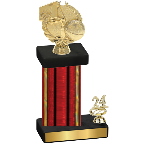 Accented Single Red Glacier Year Basketball Trophy