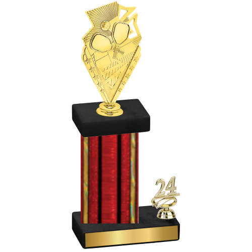 Accented Single Red Glacier Year Pickleball Trophy