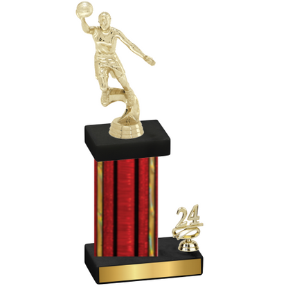 Accented Single Red Glacier Year Basketball Trophy