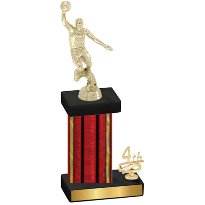 Accented Single Red Glacier Fourth Place Basketball Trophy