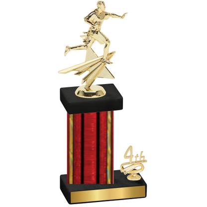 Accented Single Red Glacier Fourth Place Flag Football Trophy