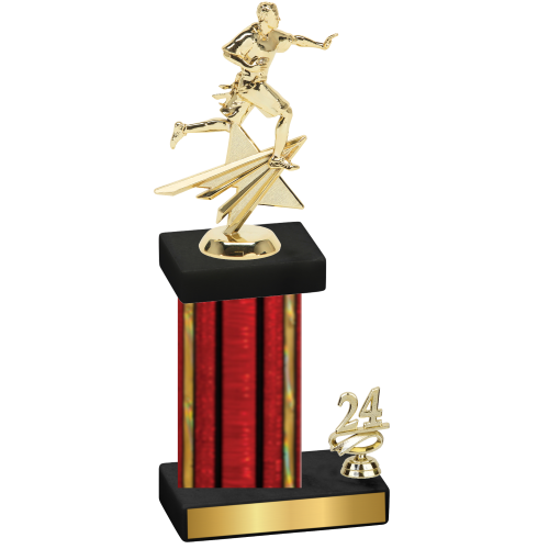 Accented Single Red Glacier Year Flag Football Trophy