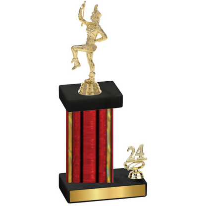 Accented Single Red Glacier Year Majorette Trophy