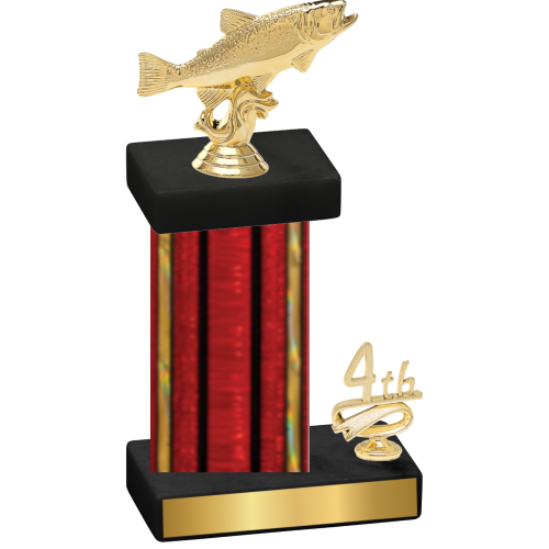 Accented Single Red Glacier Fourth Place Fishing Trophy