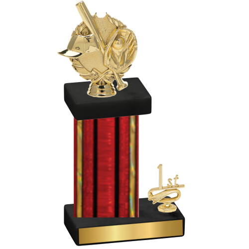 Accented Single Red Glacier First Place Baseball Trophy