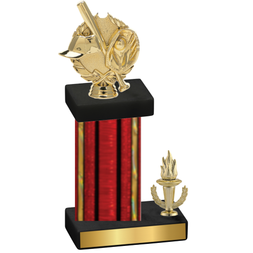Accented Single Red Glacier Victory Baseball Trophy