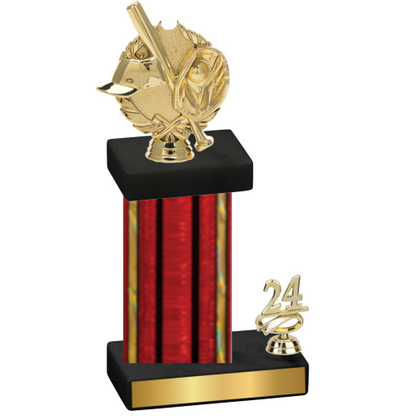 Accented Single Red Glacier Year Baseball Trophy