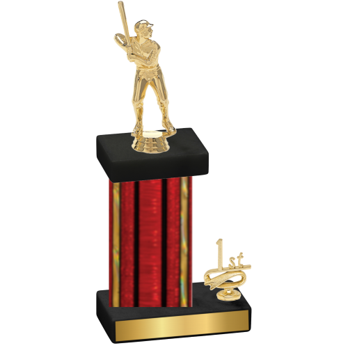 Accented Single Red Glacier First Place Baseball Trophy