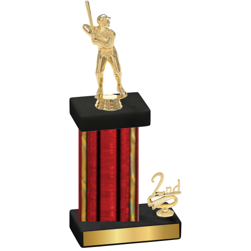 Accented Single Red Glacier Second Place Baseball Trophy