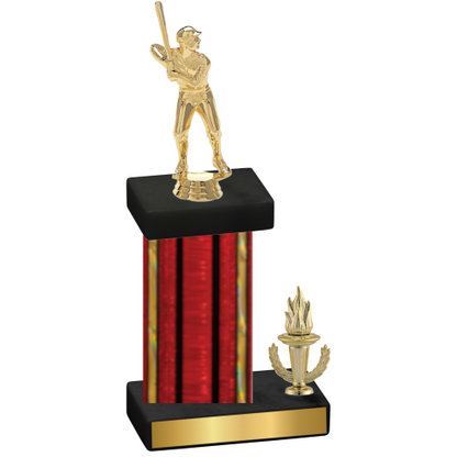 Accented Single Red Glacier Victory Baseball Trophy