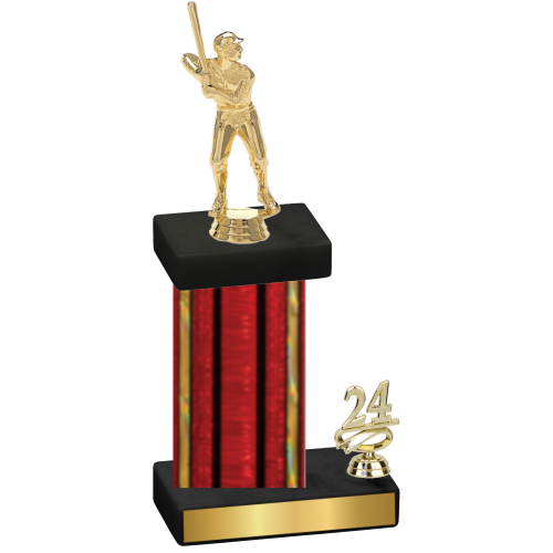 Accented Single Red Glacier Year Baseball Trophy