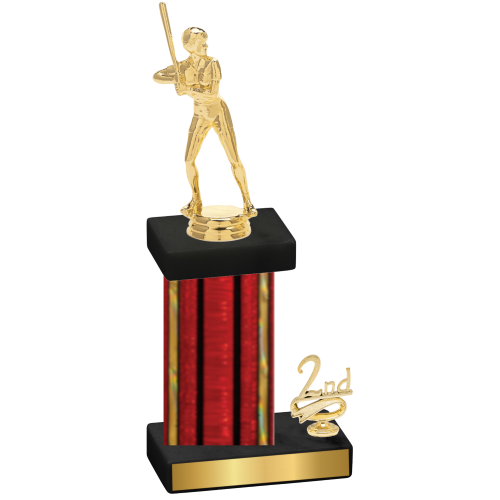 Accented Single Red Glacier Second Place Softball Trophy