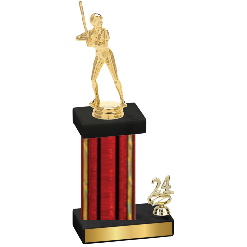 Accented Single Red Glacier Year Softball Trophy