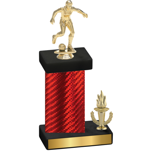 Accented Single Red Carbon Fiber Victory Soccer Trophy