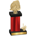 Accented Single Red Carbon Fiber First Place Soccer Trophy