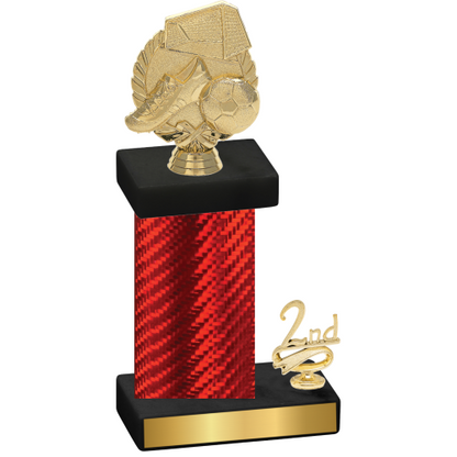 Accented Single Red Carbon Fiber Second Place Soccer Trophy