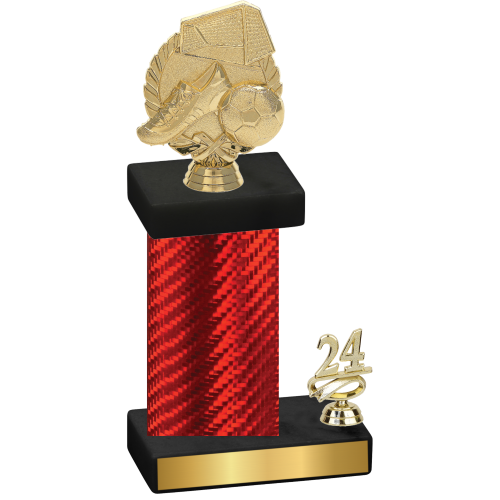 Accented Single Red Carbon Fiber Year Soccer Trophy