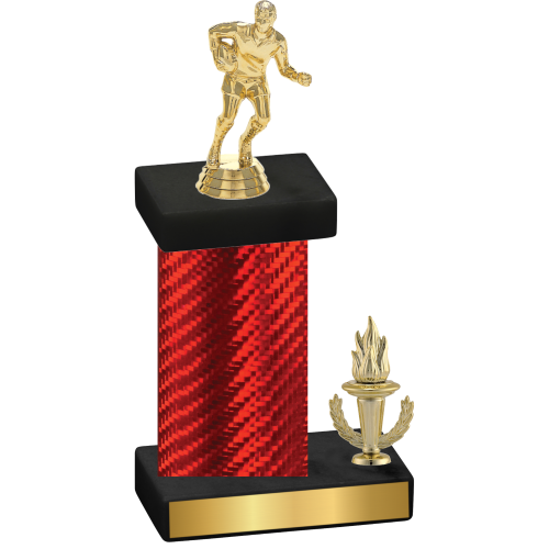 Accented Single Red Carbon Fiber Victory Rugby Trophy