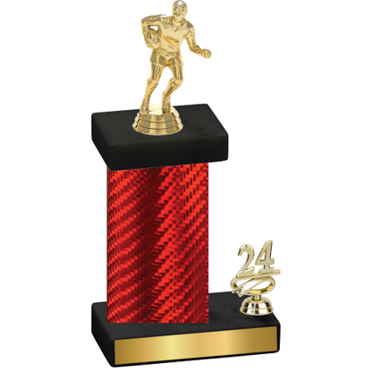 Accented Single Red Carbon Fiber Year Rugby Trophy