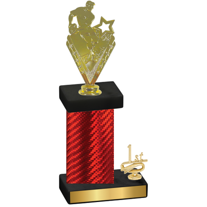 Accented Single Red Carbon Fiber First Place Rugby Trophy